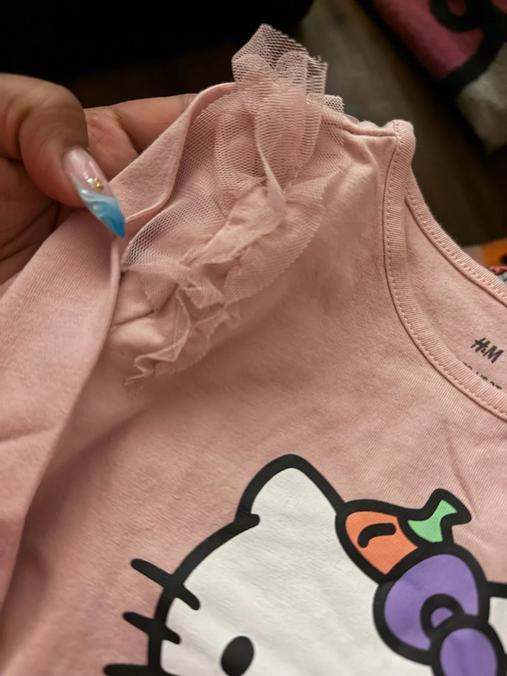 H&M Pink Hello Kitty Pumpkin Graphic Top with Orange, Green & Purple Accents